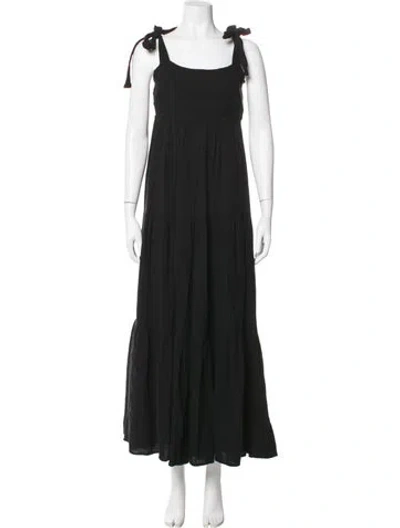 Pre-owned Honorine Square Neckline Long Dress In Black