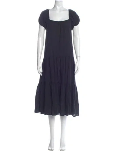 Pre-owned Honorine Square Neckline Long Dress In Blue