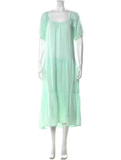 Pre-owned Honorine Square Neckline Long Dress In Green