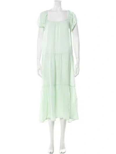 Pre-owned Honorine Square Neckline Long Dress In Green
