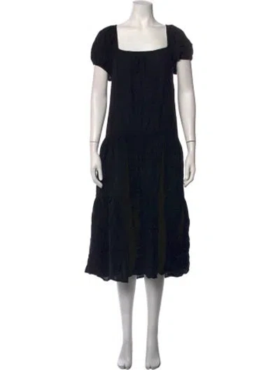 Pre-owned Honorine Square Neckline Midi Length Dress In Black