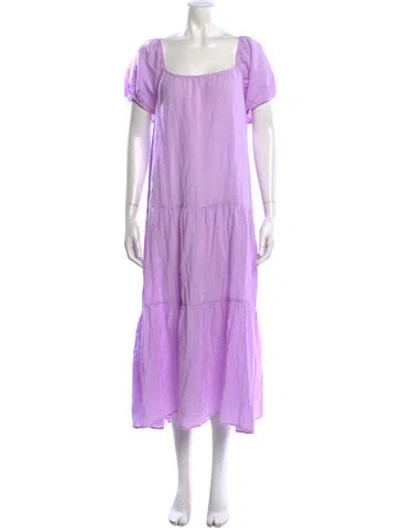 Pre-owned Honorine Square Neckline Midi Length Dress In Purple