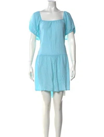 Pre-owned Honorine Square Neckline Mini Dress In Blue