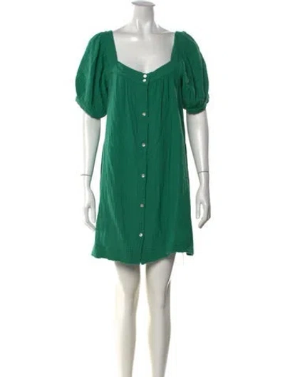 Pre-owned Honorine Square Neckline Mini Dress In Green