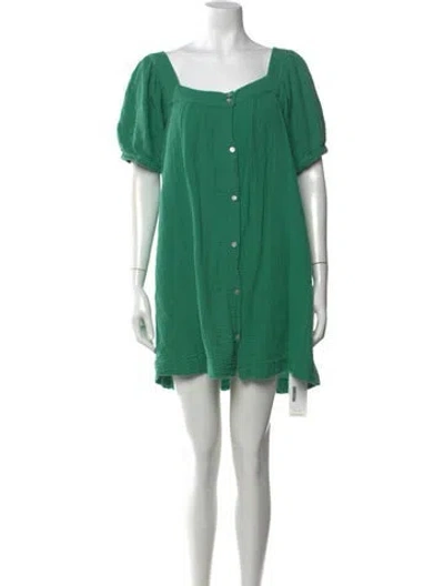 Pre-owned Honorine Square Neckline Mini Dress In Green