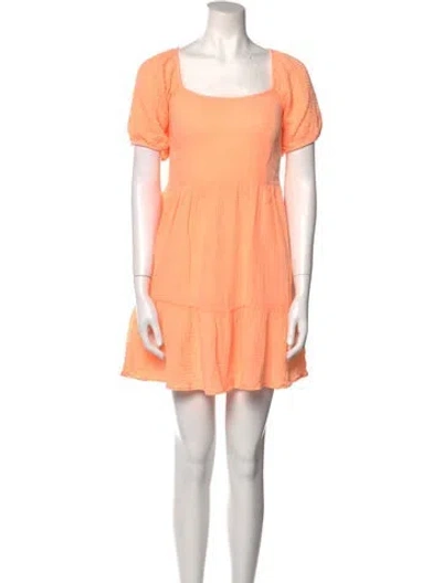 Pre-owned Honorine Square Neckline Mini Dress In Orange