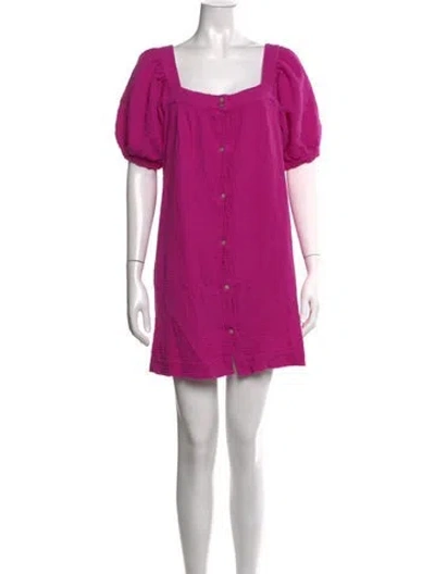 Pre-owned Honorine Square Neckline Mini Dress In Purple