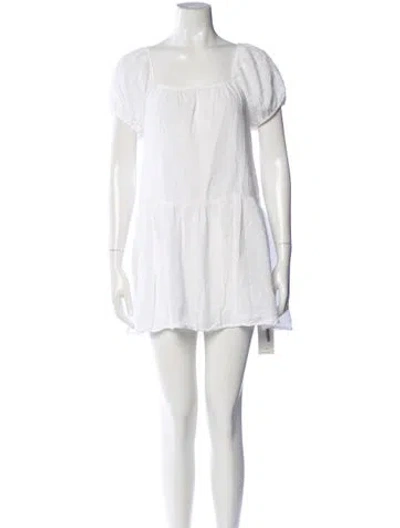 Pre-owned Honorine Square Neckline Mini Dress In White