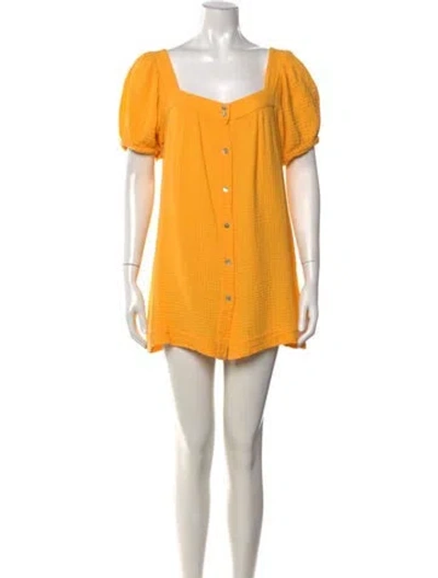 Pre-owned Honorine Square Neckline Mini Dress In Yellow