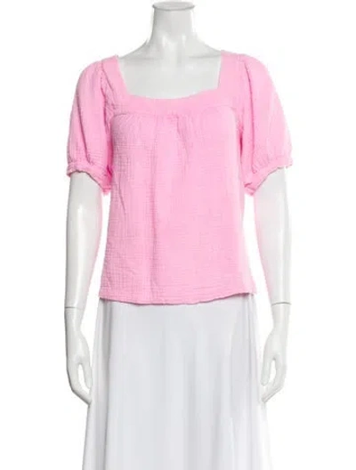 Pre-owned Honorine Square Neckline Short Sleeve Top In Pink