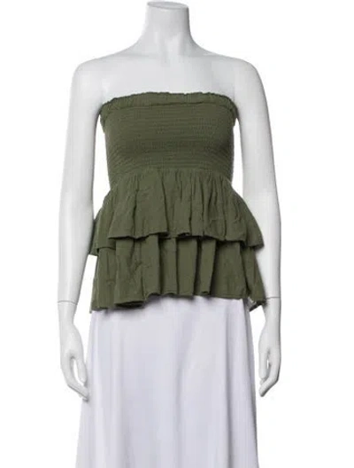 Pre-owned Honorine Strapless Top In Green