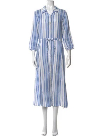Pre-owned Honorine Striped Midi Length Dress In Blue