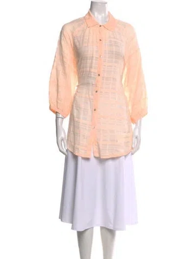 Pre-owned Honorine Striped Three-quarter Sleeve Blouse In Pink