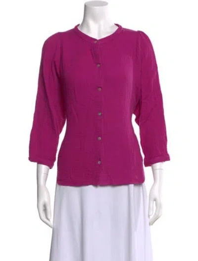Pre-owned Honorine Three-quarter Sleeve Blouse In Purple