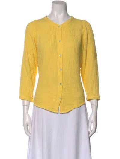 Pre-owned Honorine Three-quarter Sleeve Blouse In Yellow