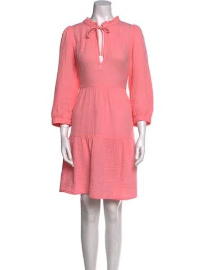 Pre-owned Honorine Tie Neck Knee-length Dress In Pink
