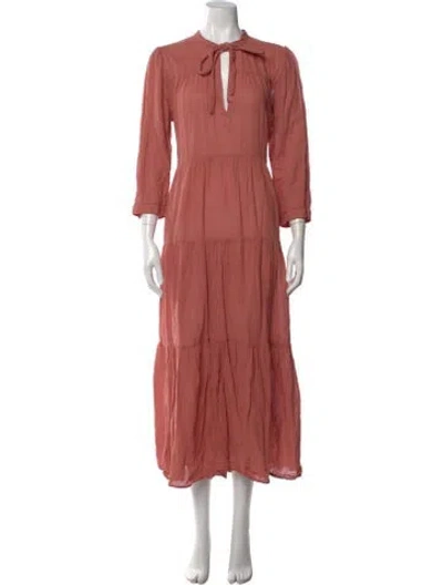 Pre-owned Honorine Tie Neck Long Dress In Brown