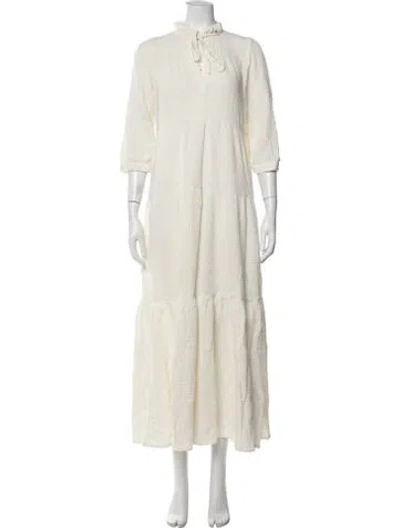Pre-owned Honorine Tie Neck Long Dress In Neutral