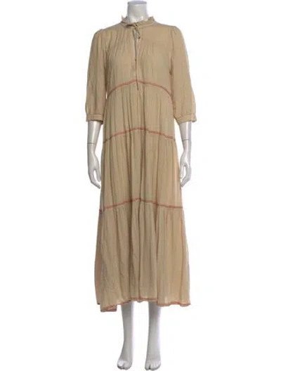 Pre-owned Honorine Tie Neck Long Dress In Neutrals