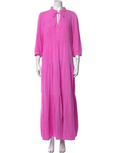 Pre-owned Honorine Tie Neck Long Dress In Pink