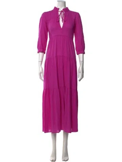 Pre-owned Honorine Tie Neck Long Dress In Pink