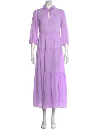 Pre-owned Honorine Tie Neck Long Dress In Purple