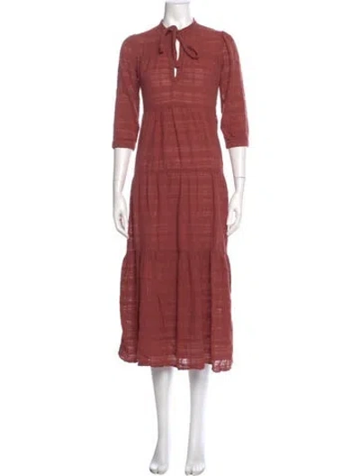 Pre-owned Honorine Tie Neck Long Dress In Red