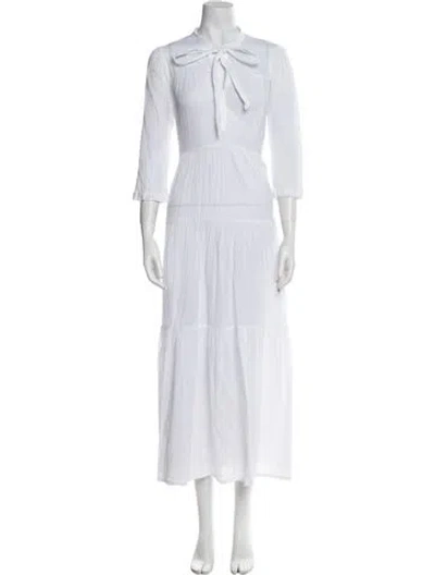 Pre-owned Honorine Tie Neck Long Dress In White