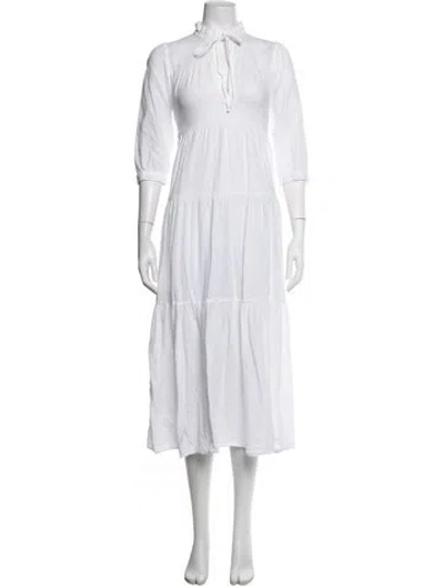 Pre-owned Honorine Tie Neck Long Dress In White