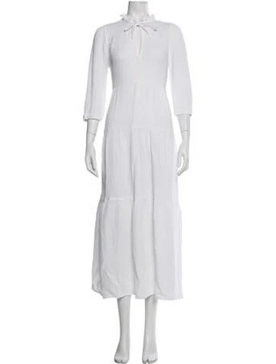Pre-owned Honorine Tie Neck Long Dress In White
