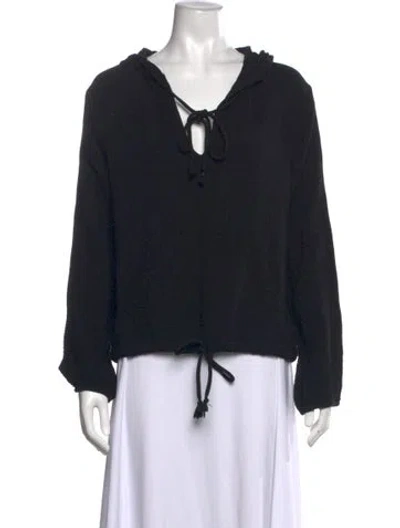 Pre-owned Honorine Tie Neck Long Sleeve Hoodie In Black