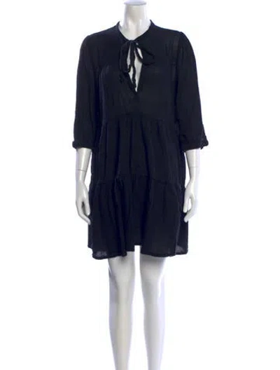 Pre-owned Honorine Tie Neck Mini Dress In Black