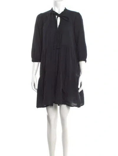 Pre-owned Honorine Tie Neck Mini Dress In Black