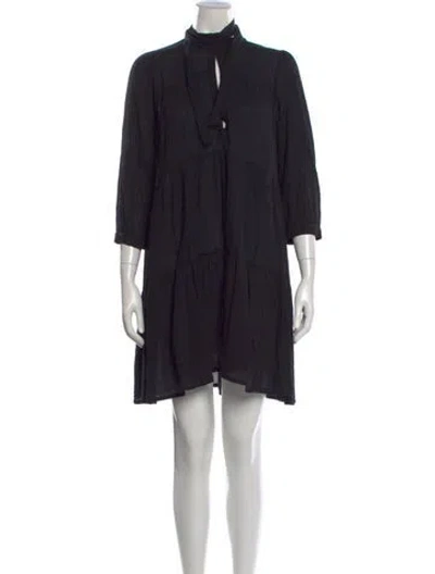 Pre-owned Honorine Tie Neck Mini Dress In Black