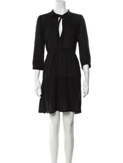 Pre-owned Honorine Tie Neck Mini Dress In Black