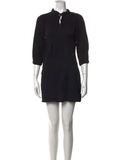 Pre-owned Honorine Tie Neck Mini Dress In Black