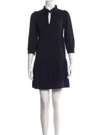 Pre-owned Honorine Tie Neck Mini Dress In Black