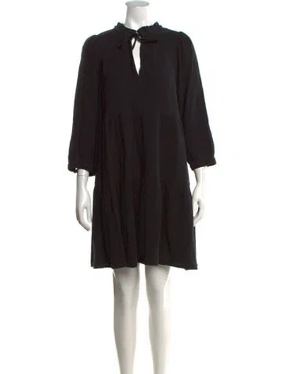Pre-owned Honorine Tie Neck Mini Dress In Black