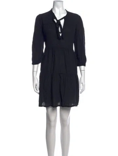 Pre-owned Honorine Tie Neck Mini Dress In Black