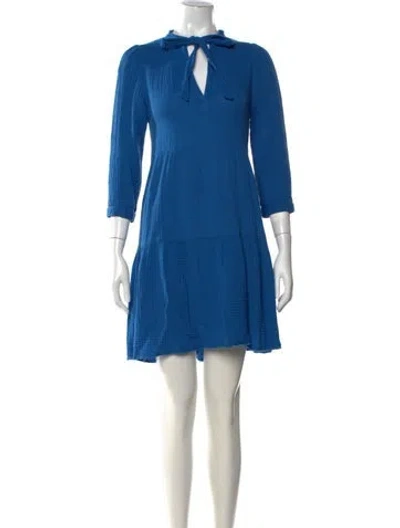 Pre-owned Honorine Tie Neck Mini Dress In Blue