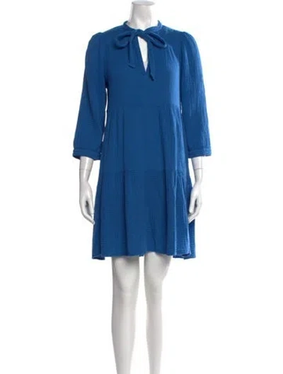 Pre-owned Honorine Tie Neck Mini Dress In Blue