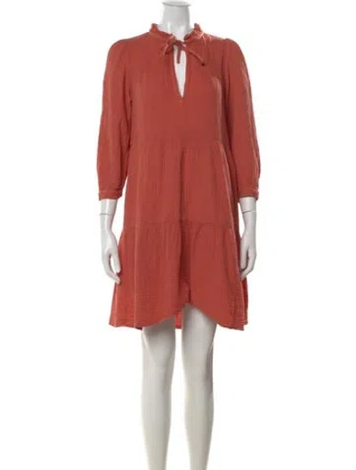 Pre-owned Honorine Tie Neck Mini Dress In Brown