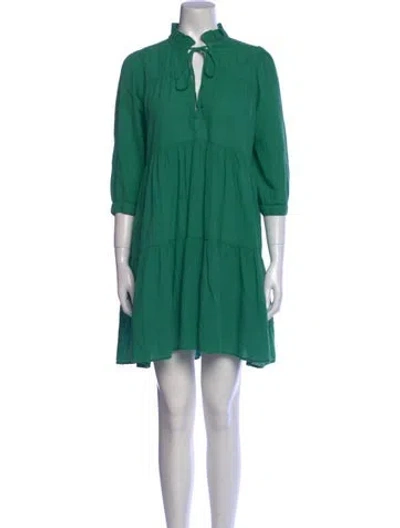 Pre-owned Honorine Tie Neck Mini Dress In Green