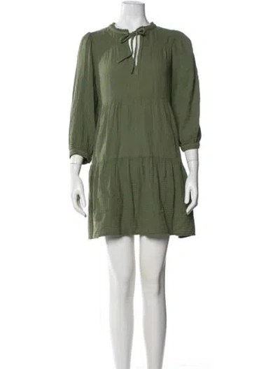Pre-owned Honorine Tie Neck Mini Dress In Green