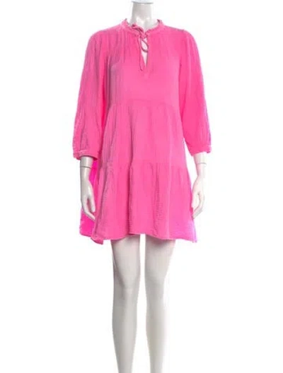 Pre-owned Honorine Tie Neck Mini Dress In Pink