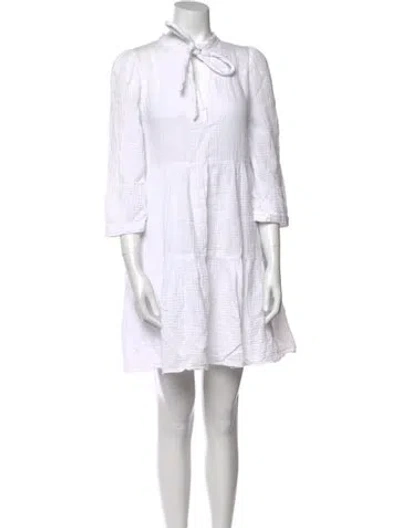 Pre-owned Honorine Tie Neck Mini Dress In White
