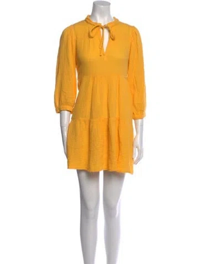Pre-owned Honorine Tie Neck Mini Dress In Yellow