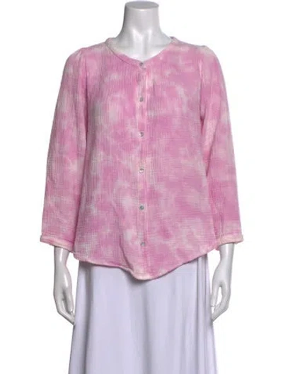 Pre-owned Honorine Tie-dye Print Crew Neck Blouse In Pink