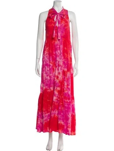 Pre-owned Honorine Tie-dye Print Long Dress In Pink