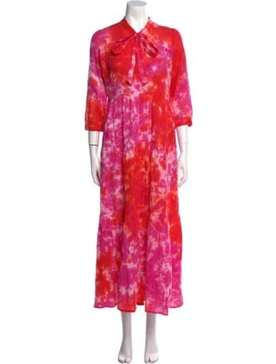 Pre-owned Honorine Tie-dye Print Long Dress In Red